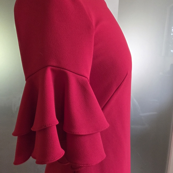 Lauren By Ralph Lauren Red Dress Ruffle Sleeve Size 4 - Picture 3 of 5